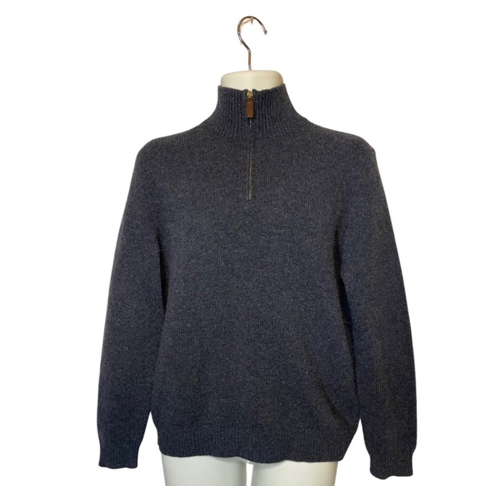 Polo by Ralph Lauren Red V-Neck zipper Sweater Fine Knit
